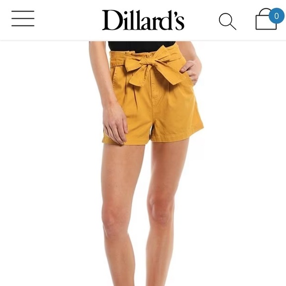 Every Paperbag Shorts Mustard Yellow Women’s Sz 4 Front Tie Cotton High Rise - Picture 2 of 10